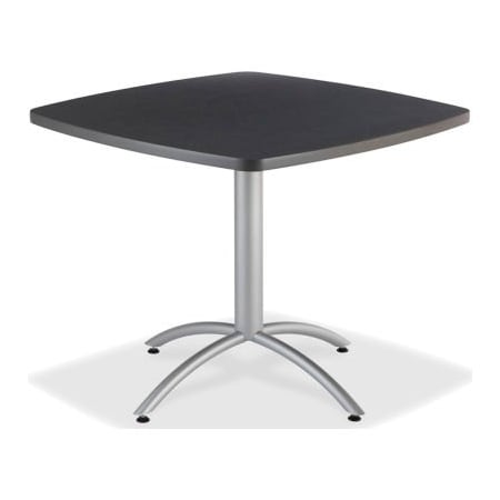 Iceberg CafeWorks CafÃ© Table, Graphite Granite Top, Silver Frame, 42 in W x 42 in L x 30 in H 65688